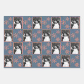 Modern Blue Rustic Snowflake Monogram Foto Geschenkpapier Set (Vorderseite 3)