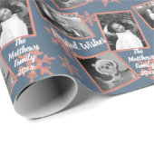 Modern Blue Rustic Snowflake Muster 3 Foto Geschenkpapier (Rolleneckpunkt)