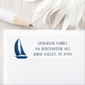 Modern Blue Sailboat New Address Label (Insitu)