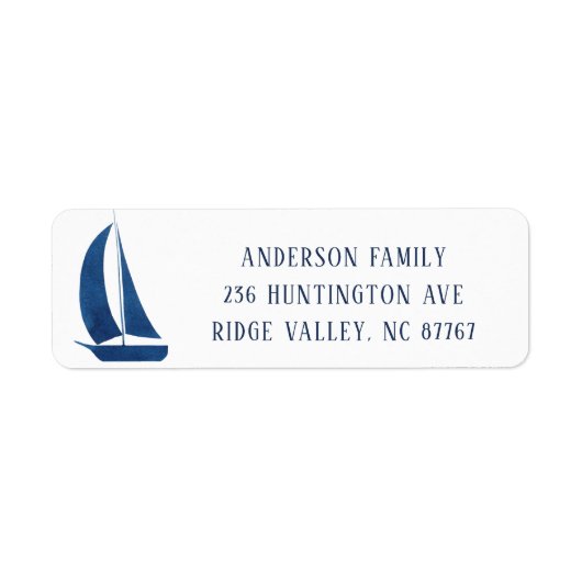 Modern Blue Sailboat New Address Label (Vorne)