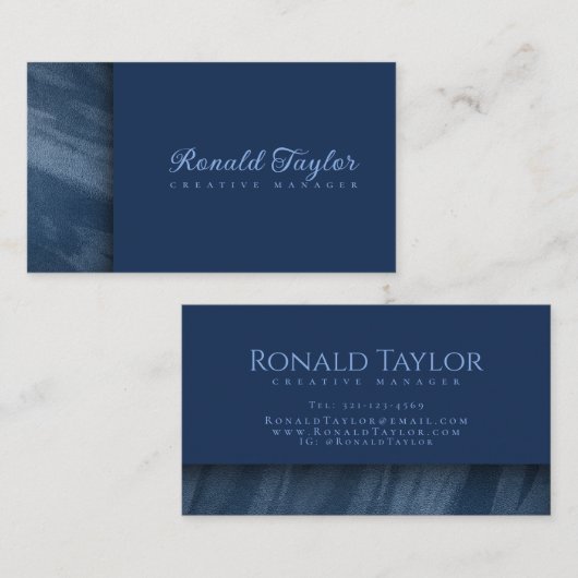 Modern Blue Samt Textur Business Card Visitenkarte (Vorne/Hinten)