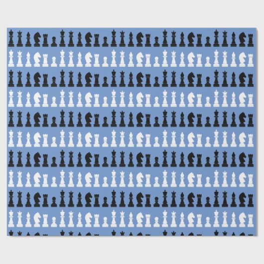 Modern Blue Schach Piece Game Muster Geschenkpapier (Flach)
