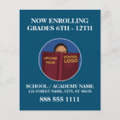 Modern Blue School Logo für Englisch Spanisch Flyer (Vorne)