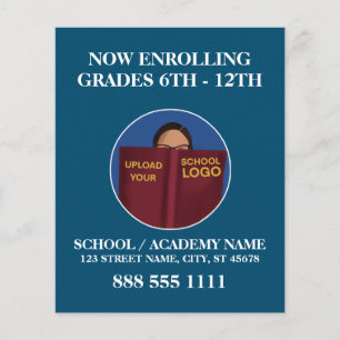 Modern Blue School Logo für Englisch Spanisch Flyer