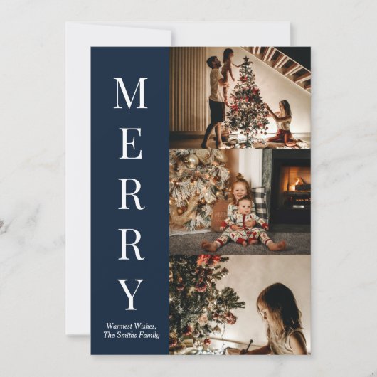 Modern Blue Script Frohe Weihnachten Foto (Vorderseite)