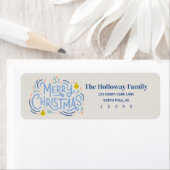 Modern Blue Script Frohe Weihnachts-Rücksendeadres (Insitu)