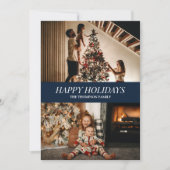 Modern Blue Script Happy Holidays Weihnachten Foto (Vorderseite)