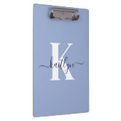 Modern Blue Script Monogram Klemmbrett (Rechts)