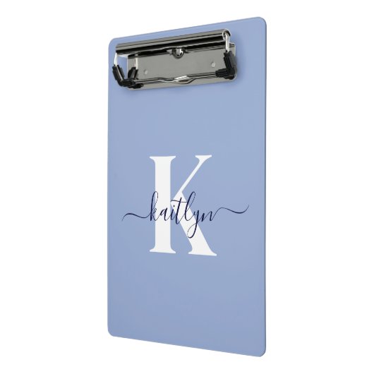 Modern Blue Script Monogram Mini Klemmbrett (Gewinkelt2)