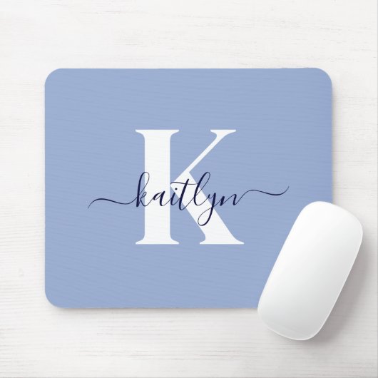 Modern Blue Script Monogram Mousepad (Mit Mouse)