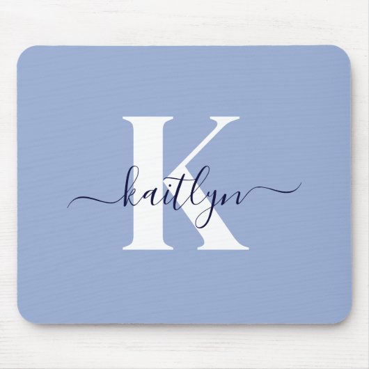 Modern Blue Script Monogram Mousepad (Vorne)