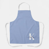 Modern Blue Script Monogram Schürze (Vorderseite)