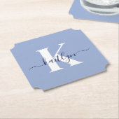 Modern Blue Script Monogram Untersetzer (angewinkelt)