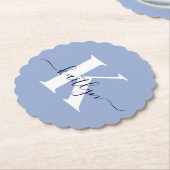 Modern Blue Script Monogram Untersetzer (angewinkelt)