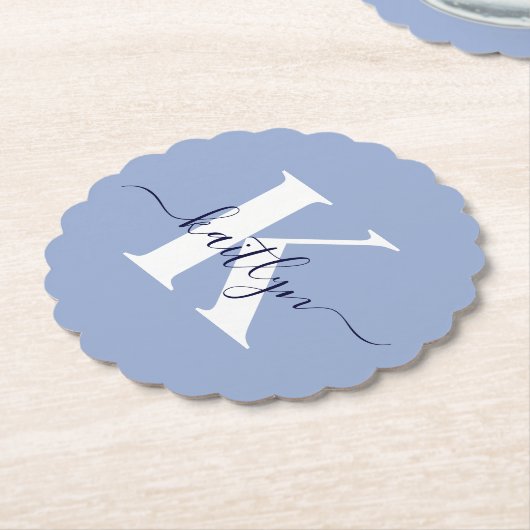 Modern Blue Script Monogram Untersetzer (angewinkelt)