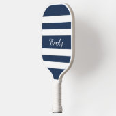 Modern Blue Script Name Pickleball Schläger (Links)