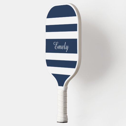 Modern Blue Script Name Pickleball Schläger (Links)