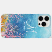 Modern Blue Sea Motif Monogram Case-Mate iPhone Hülle (Rückseite (Horizontal))