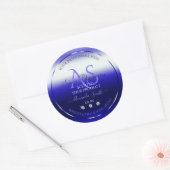 Modern Blue Shimmery Product Label Initials Jewels Runder Aufkleber (Umschlag)