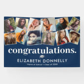 Modern Blue Silver Abschluss Foto Collage Banner (Horizontal)