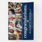 Modern Blue Silver Abschluss Foto Collage Banner (Vertikal)