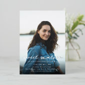 Modern Blue Silver Foto 16. Geburtstag Folieneinladung (Stehend vorne)