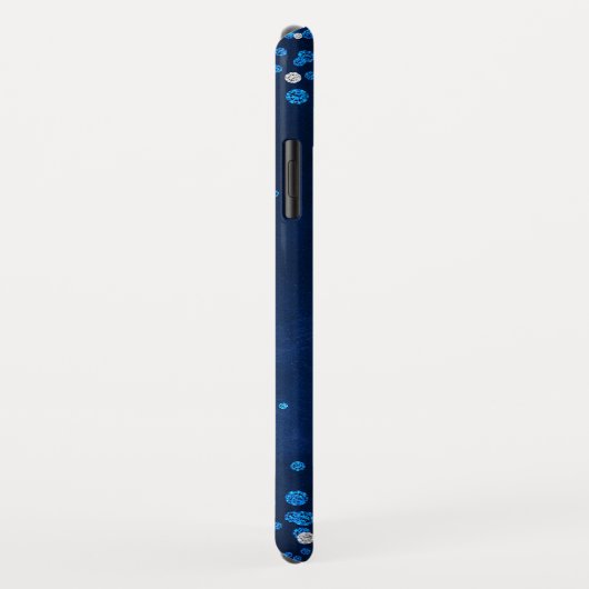 Modern Blue Silver Glitzer Confetti Monogram Case-Mate iPhone Hülle (Hinten/Rechts)