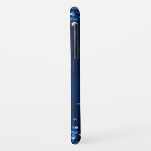 Modern Blue Silver Glitzer Confetti Monogram Case-Mate iPhone Hülle (Hinten/Links)