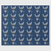 Modern Blue Silver Gray Rentier Niedliche Weihnach Geschenkpapier (Flach)