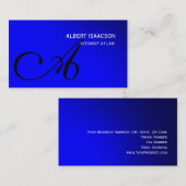 Modern Blue Simple Monogram Business Card Visitenkarte (Vorne/Hinten)