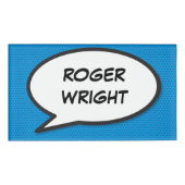 Modern Blue Simple Speech Bubble Fun Comic Book Namenschild (Vorderseite)