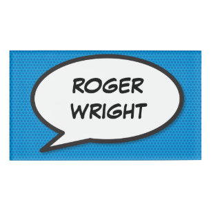 Modern Blue Simple Speech Bubble Fun Comic Book Namenschild