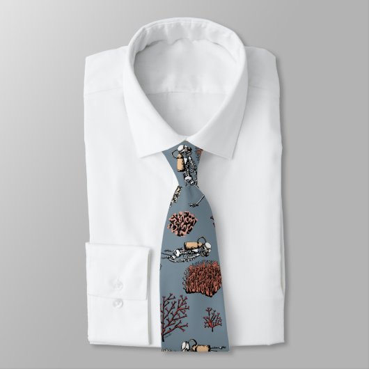 Modern Blue Skeleton Scuba Divers Necktie Krawatte (Gebunden)