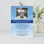 Modern Blue Sky Foto Gedenkfeier Tod Ankündigung (Stehend Vorderseite)