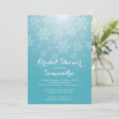 Modern Blue Snowflake Bridal Dusche Einladung (Stehend Vorderseite)
