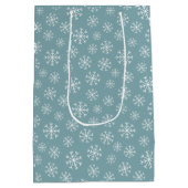 Modern Blue Snowflake Mittlere Geschenktüte (Rückseite)
