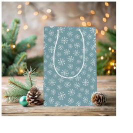 Modern Blue Snowflake Mittlere Geschenktüte