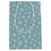 Modern Blue Snowflake Mittlere Geschenktüte (Vorderseite)