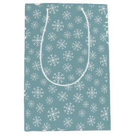 Modern Blue Snowflake Mittlere Geschenktüte