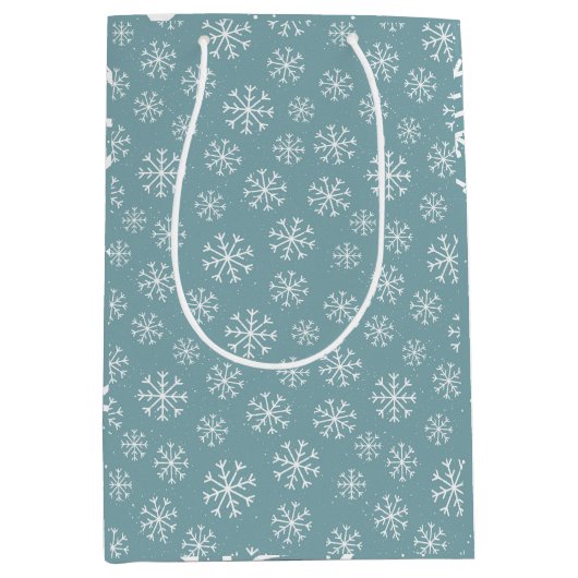 Modern Blue Snowflake Mittlere Geschenktüte (Vorderseite)