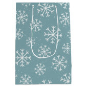 Modern Blue Snowflake Mittlere Geschenktüte (Rückseite)