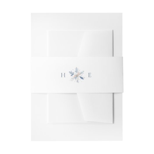 Modern Blue Snowflake Monogram Wedding Einladungsbanderole (Vorderseite Beispiel)