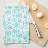 Modern Blue Snowflake Muster Schnee Weihnachten Geschirrtuch (Viertel Falte)