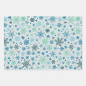Modern Blue Snowflake Muster Set 3 Geschenkpapier Set (Vorderseite 3)