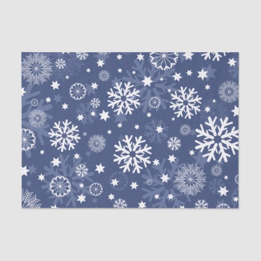 Modern Blue Snowflake Weihnachtsgebäck Seidenpapier (Vorderseite)