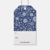 Modern Blue Snowflake Weihnachtsgeschenk Tag Geschenkanhänger (Vorderseite)
