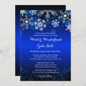 Modern Blue Snowflake Winter Gala Ball Einladungen (Vorne/Hinten)