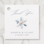 Modern Blue Snowflake Winter Wedding Danke Geschenkanhänger (Vorderseite)