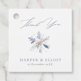 Modern Blue Snowflake Winter Wedding Danke Geschenkanhänger
