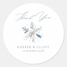 Modern Blue Snowflake Winter Wedding Danke